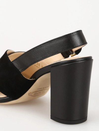 Shop Tod's Black Suede And Leather Sandals