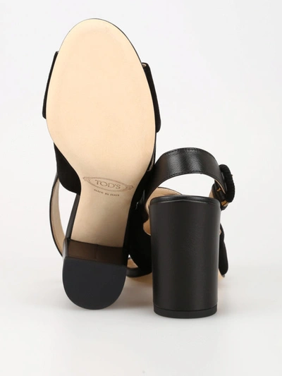 Shop Tod's Black Suede And Leather Sandals