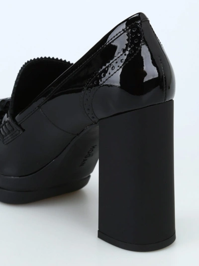 Shop Hogan Patent Leather Loafer Style Pumps In Black