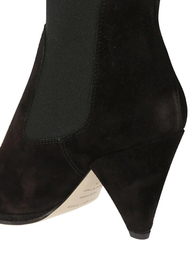 Shop Sergio Rossi Pointy Toe Detailed Suede Ankle Boots In Black