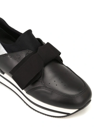 Shop Hogan H222 Fabric And Leather Slip-ons In Black