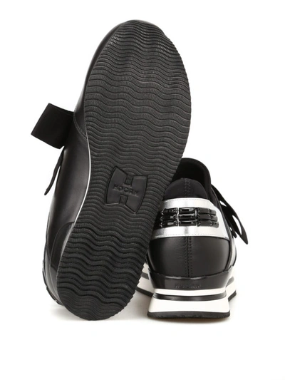 Shop Hogan H222 Fabric And Leather Slip-ons In Black