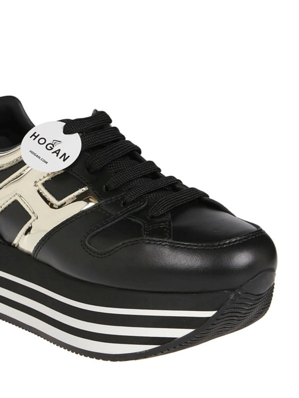 Hogan H283 Maxi H222 Black And Gold Sneakers ModeSens