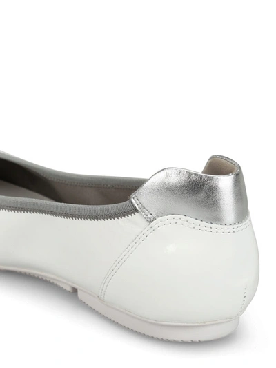 Shop Hogan Wrap-h144 Leather Flats With Glitter Inserts In White