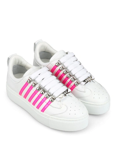 Shop Dsquared2 251 White And Fuchsia Low Top Sneakers