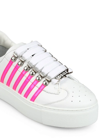 Shop Dsquared2 251 White And Fuchsia Low Top Sneakers