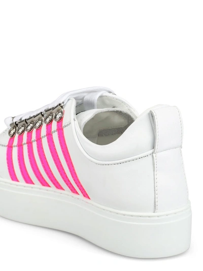 Shop Dsquared2 251 White And Fuchsia Low Top Sneakers