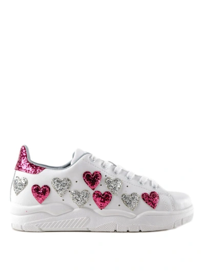 Shop Chiara Ferragni Heart Roger White Sneakers
