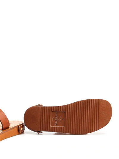 Shop Valentino Buckled Brown Leather Sandals