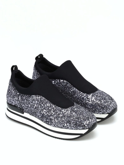 Shop Hogan H222 Scuba And Metallic Glitter Slip-ons