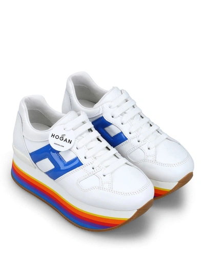 Shop Hogan Maxi H222 Multicolour Wedge Sneakers In White