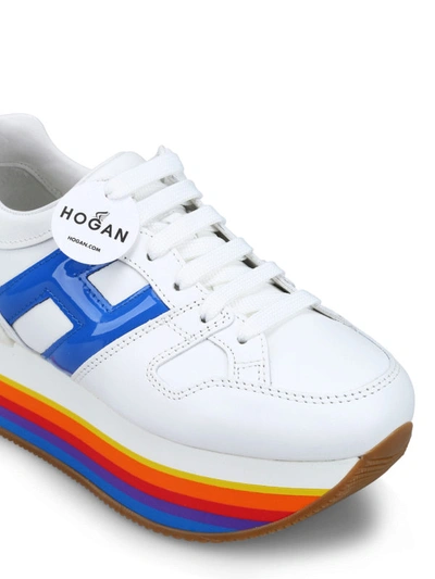 Shop Hogan Maxi H222 Multicolour Wedge Sneakers In White