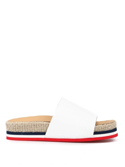 Shop Moncler Evelyne Slipper Sandals In White
