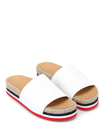 Shop Moncler Evelyne Slipper Sandals In White