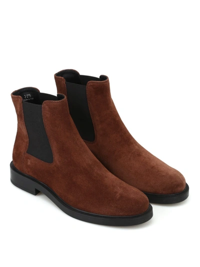 Shop Tod's Brown Suede Pull On Ankle Boots
