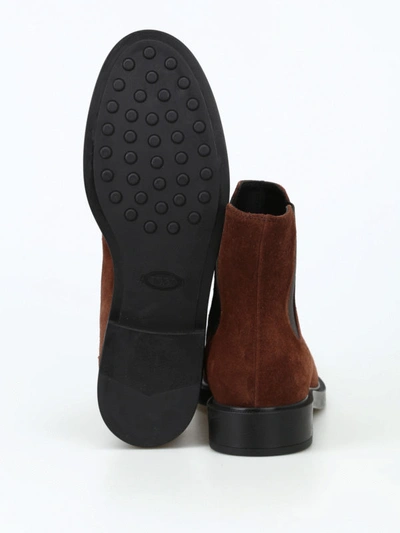 Shop Tod's Brown Suede Pull On Ankle Boots