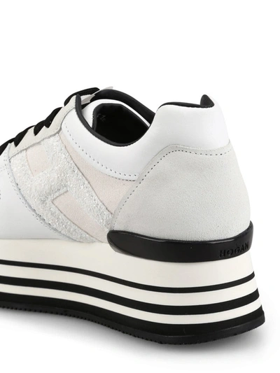 Shop Hogan Leather And Fabric Maxi Sole Sneakers In White