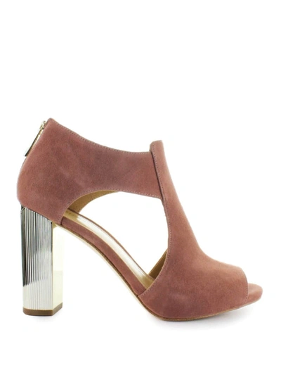 Shop Michael Kors Suede Paloma Sandals In Dark Pink