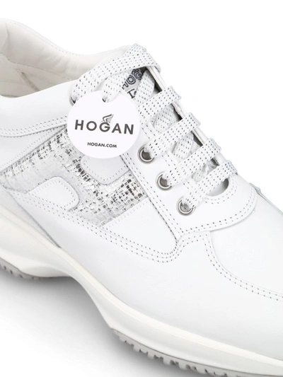 Shop Hogan Interactive Laminated H White Leather Sneaker