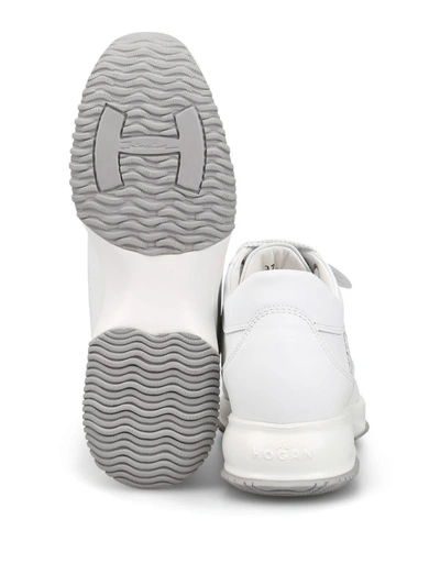 Shop Hogan Interactive Laminated H White Leather Sneaker