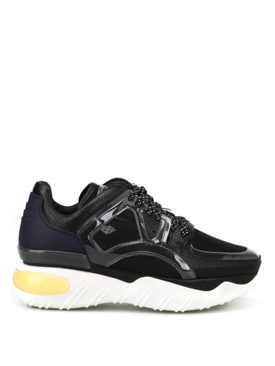 Shop Fendi Sheer Mesh Inserts And Maxi Sole Sneakers In Black