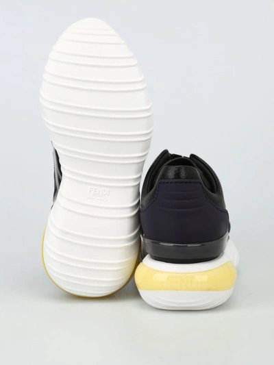 Shop Fendi Sheer Mesh Inserts And Maxi Sole Sneakers In Black
