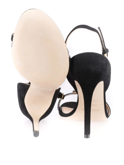 Shop Sergio Rossi Karen Black Suede Sleek Sandals