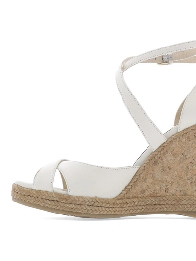 Shop Jimmy Choo Alanah 105 White Leather Wedge Sandals