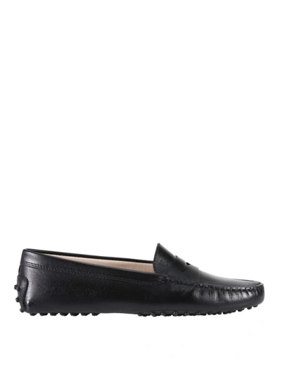 Shop Tod's Gommino Black Leather Loafers