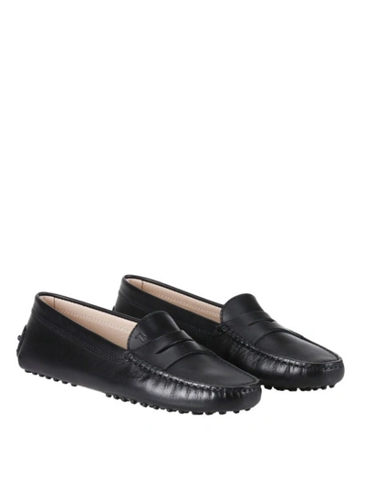 Shop Tod's Gommino Black Leather Loafers