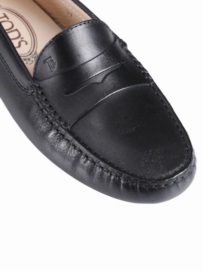 Shop Tod's Gommino Black Leather Loafers
