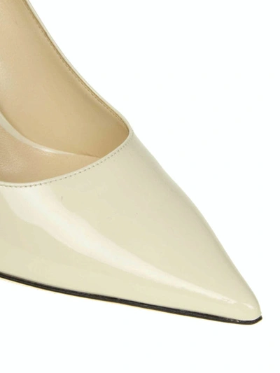 Shop Jimmy Choo Love Linen Patent Leather High Pumps In White