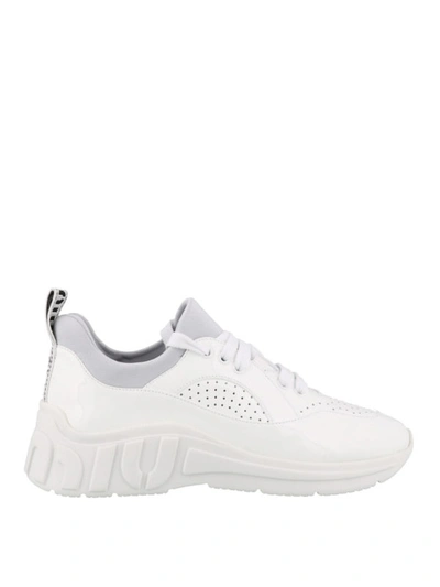 Shop Miu Miu White Leather Sneakers