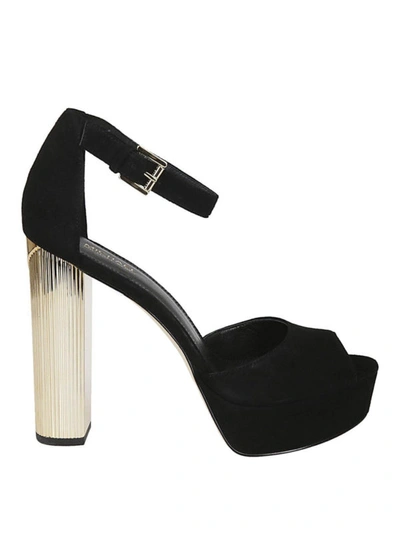 Shop Michael Kors Paloma Black Suede Sandals