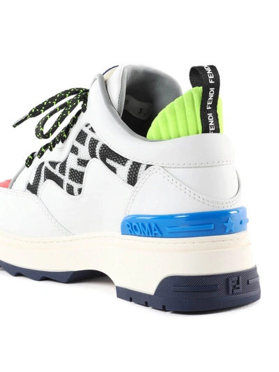 Shop Fendi High Top White Leather Sneakers