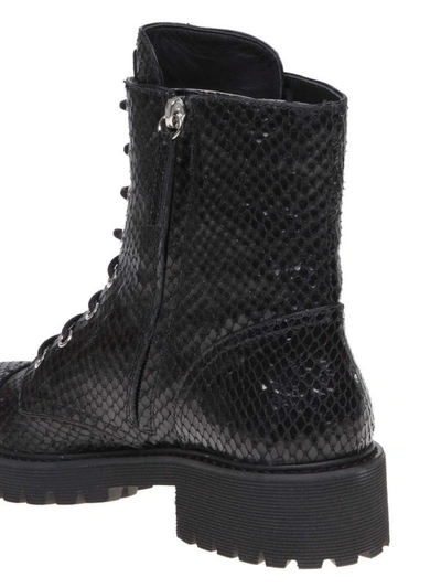 Shop Giuseppe Zanotti Thora Reptile Print Leather Biker Boots In Black