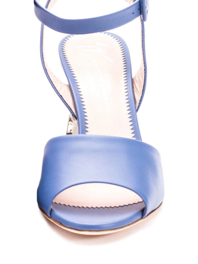Shop Giuseppe Zanotti Sculpture Heel Leather Slingback Sandals In Light Blue