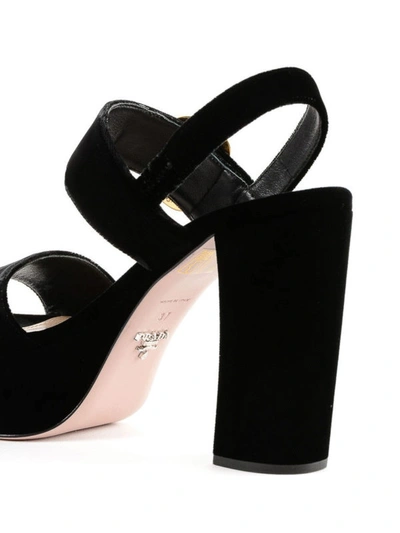 Shop Prada Maxi Platform Velvet Sandals In Black