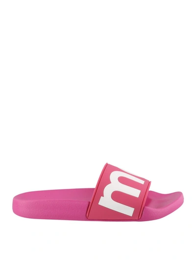 Shop Isabel Marant Logo Fuchsia Rubber Slide Sandals