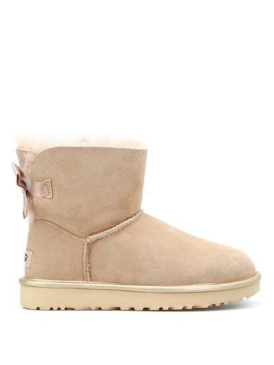 Shop Ugg Mini Bailey Bow Ii Soft Booties In Nude And Neutrals