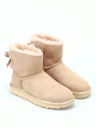 Shop Ugg Mini Bailey Bow Ii Soft Booties In Nude And Neutrals