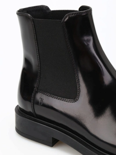 Shop Tod's Smooth Leather Ankle Boots In Black