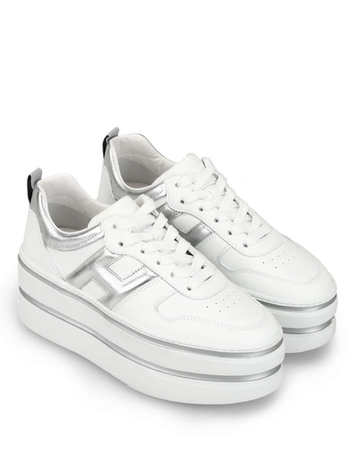 Shop Hogan H449 White Leather Oversized Sneakers