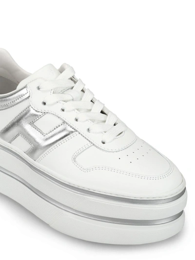 Shop Hogan H449 White Leather Oversized Sneakers
