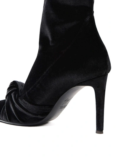 Shop Giuseppe Zanotti Ophelia Velvet Sock Ankle Boots In Black