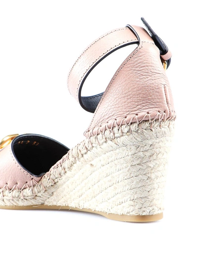 Shop Valentino Vlogo Light Pink Wedge Espadrilles