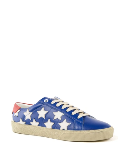 Shop Saint Laurent Court Classic White Stars Blue Sneakers