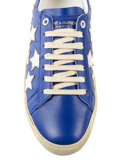 Shop Saint Laurent Court Classic White Stars Blue Sneakers