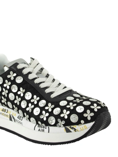 Shop Premiata Conny 3623 Leather And Fabric Sneakers In Black
