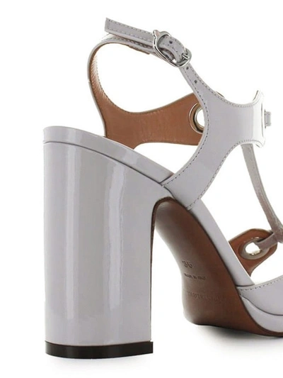 Shop L'autre Chose Eyelets Details Patent Sandals In Light Grey